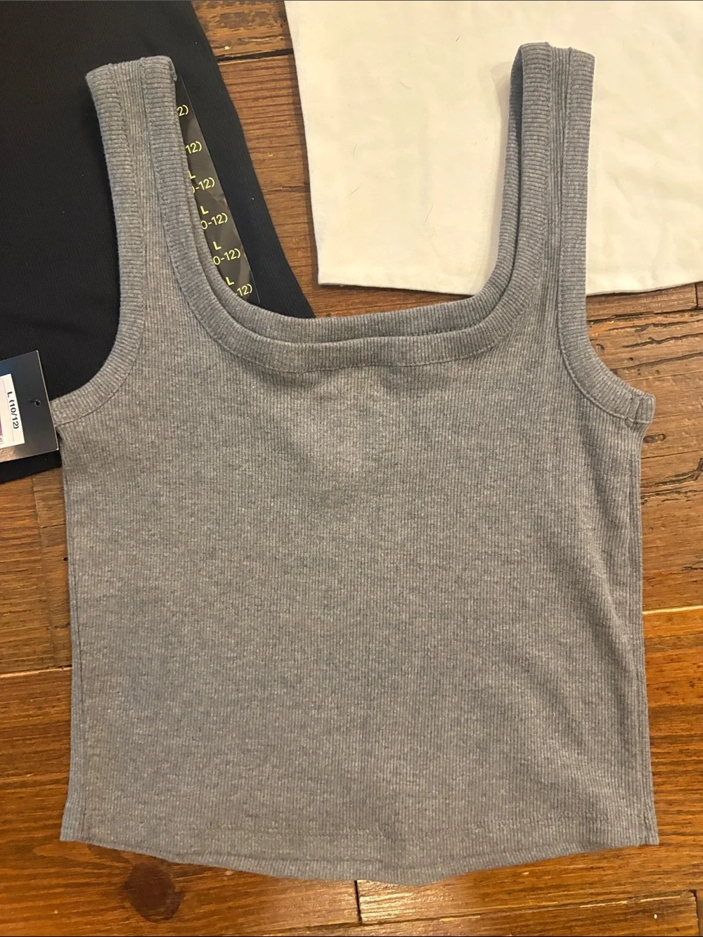 art class Girls' Ribbed Tank Set - Black, White & Gray